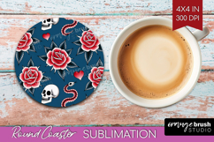 Traditional Tattoo Round Coaster - Tattoo Coaster PNG Product Image 1
