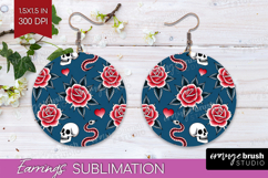 Traditional Tattoo Round Earrings - Tattoo PNG Sublimation Product Image 1