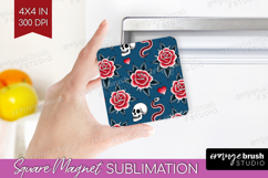 Traditional Tattoo Magnet Sublimation - Tattoo Square Magnet Product Image 1