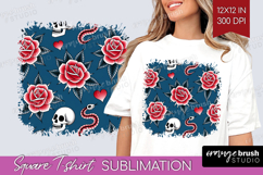 Traditional Tattoo Square Tshirt Background - Tattoo PNG Product Image 1