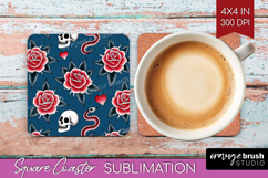Traditional Tattoo Square Coaster - Tattoo Coaster PNG Product Image 1