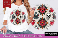 Traditional Tattoo Round Tshirt Background - Tattoo PNG Product Image 1