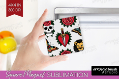 Traditional Tattoo Magnet Sublimation - Tattoo Square Magnet Product Image 1
