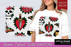 Traditional Tattoo Square Tshirt Background - Tattoo PNG Product Image 1