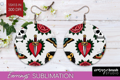 Traditional Tattoo Round Earrings - Tattoo PNG Sublimation Product Image 1