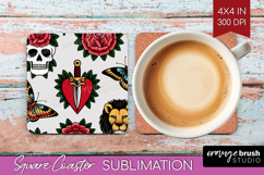 Traditional Tattoo Square Coaster - Tattoo Coaster PNG Product Image 1