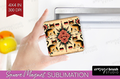 Traditional Tattoo Magnet Sublimation - Tattoo Square Magnet Product Image 1