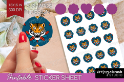 Traditional Tattoo Round Sticker - Tattoo Printable Sticker Product Image 1