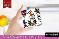 Traditional Tattoo Magnet Sublimation - Tattoo Square Magnet Product Image 1