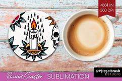 Traditional Tattoo Round Coaster - Tattoo Coaster PNG Product Image 1