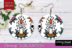 Traditional Tattoo Round Earrings - Tattoo PNG Sublimation Product Image 1