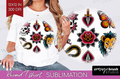Traditional Tattoo Round Tshirt Background - Tattoo PNG Product Image 1