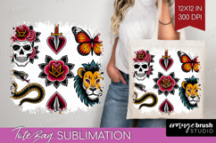 Traditional Tattoo Tote Bag - Tattoo Tote Bag PNG Product Image 1