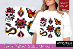 Traditional Tattoo Square Tshirt Background - Tattoo PNG Product Image 1