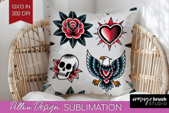 Traditional Tattoo Pillow Sublimation - Tattoo Pillow Cover Product Image 1