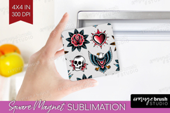 Traditional Tattoo Magnet Sublimation - Tattoo Square Magnet Product Image 1