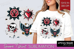 Traditional Tattoo Square Tshirt Background - Tattoo PNG Product Image 1