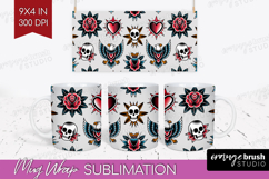 Traditional Tattoo Mug Wrap - Tattoo Mug PNG Sublimation Product Image 1