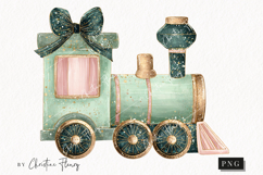 Brush Stroke Christmas Train Clipart | Preppy Christmas PNG Product Image 1