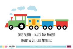 Railway tracks and traffic lights included in kids train PNG pack