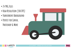 Vintage Train Clipart PNG Retro Railway Set Product Image 4