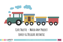 Vintage Train Clipart PNG Retro Railway Set Product Image 5