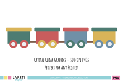 Vintage Train Clipart PNG Retro Railway Set Product Image 6