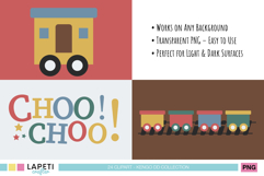 Vintage Train Clipart PNG Retro Railway Set Product Image 7