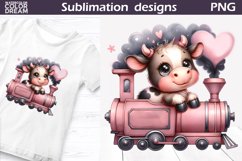 Cute Cow Train Sublimation | Cute Cow Clipart Product Image 1