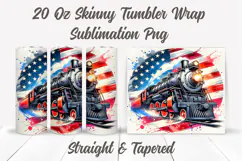 Patriotic Train Tumbler Wrap, USA Flag Train Tumbler, Retro Product Image 2