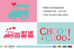 Cute pastel train graphics for Valentine crafts