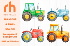 watercolor tractor, kids nursery art, boys birthday, nursery decor, baby shower invite, farm clipart, nursery decor diy, scrapbooking art, construction truck, farm vehicle, tractor png, digital download, green tractor, red tractor, blue tractor