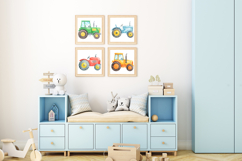 watercolor tractor, kids nursery art, boys birthday, nursery decor, baby shower invite, farm clipart, nursery decor diy, scrapbooking art, construction truck, farm vehicle, tractor png, digital download, green tractor, red tractor, blue tractor