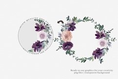 Watercolor Blush &amp; Eggplant Floral Clipart Collection Product Image 9