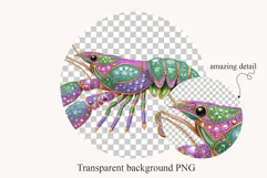Mardi Gras Jeweled Crawfish Clipart, Rhinestone Crawfish PNG Product Image 2
