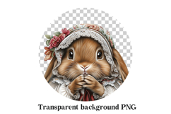 Victorian Bunny PNG - Vintage Floral Dress Digital Clipart Product Image 2