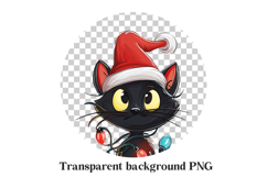 Christmas Black Cat PNG Sublimation - Cute Kitten Design Product Image 2