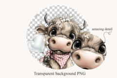 Cute Highland Cow Clipart Bundle | 14 Baby Cow PNGs Product Image 2