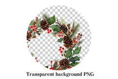 Watercolor Pinecone Wreath Clipart PNG Product Image 2