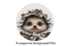 Victorian Hedgehog PNG - Cottagecore Floral Digital Clipart Product Image 2