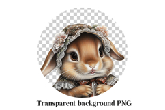 Vintage Bunny PNG - Rabbit in Floral Dress Digital Clipart Product Image 2