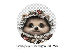 Victorian Hedgehog PNG - Floral Gown Digital Clipart Product Image 2