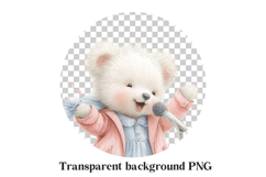 Pop Star Bear PNG - Singing Animal Digital Clipart Product Image 2