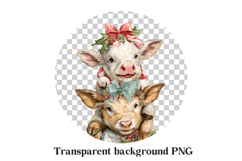 Christmas Cow Stack Sublimation PNG - Funny Farm Animals Product Image 2