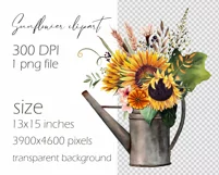 Watercolor sunflowers bouquets. Sublimation PNG Product Image 5