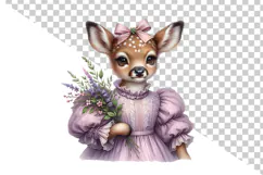 Cute Deer in Lavender Dress Clipart PNG Product Image 2