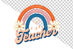 Retro Teacher Daisy &amp; Rainbow Tshirt Sublimation Design Product Image 2