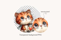 Cute Valentine Cat Clipart PNG Bundle Product Image 2
