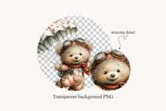 Aviator Teddy Bears PNG Clipart Set Product Image 2