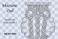 Macrame Owl PNG Clipart with Pencil Sketch Effect Product Image 3